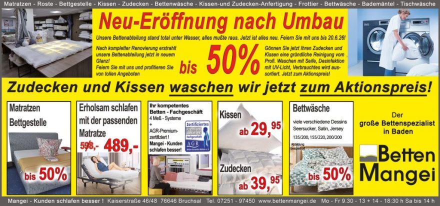 Neueröffnung nach Totalrenovierung BettAbt 5 2026 Mangei Mess AGR